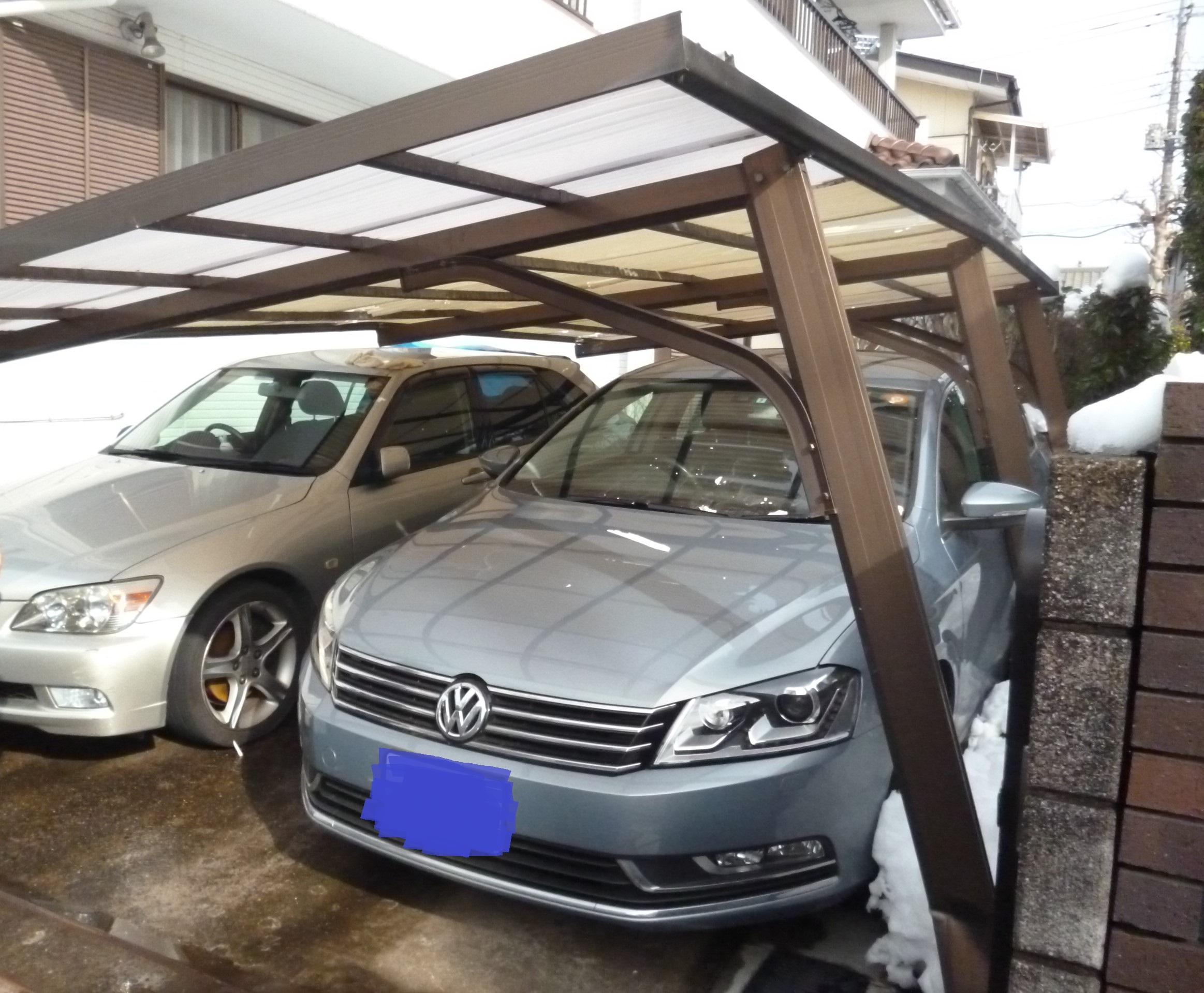 千葉市若葉区 降雪被害によるカーポート修理：施工前